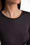 Soft Touch Long Sleeve Slit Detailed Dress Smoked - 6