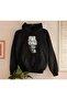 Sevunera Hooded Segmented Head Printed Black Color Sweatshirt - 2