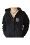 Hooded Zippered Gothic Smile Printed Black Color Oversized Sweatshirt