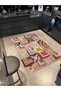 Multicolored Mixed Flower and Geometric Patterned Modern Decorative Carpet 3299 - 3