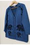 New Rose Patterned Mother's Knitwear Cardigan with Pockets, Buttons and Slits - 2
