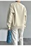 Cream Sweatshirt with Eye Embroidery and Bead Embroidery - 3