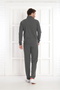 Men's Gray Waffle Fabric Zippered Regular- Lower-Upper Tracksuit Set - 6