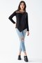 Women's Black Tulle Detailed Faux Leather Front Skirt Aymmetrical Blouse - 2