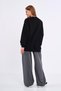 Women's Black Cotton Oversize Basic Crew Neck Sweatshirt MMTLCB69 - 4
