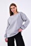 Gray Women's Cotton Oversize Basic Crew Neck Sweatshirt - 4