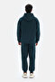 Dark Green Active Dark Hooded Sweatshirt with Sleeve Trim - 2
