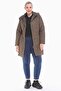 Women's Large Size Hooded 95 Cm Khaki Quilted Coat 1016 - 4
