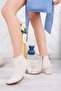 Low-cut Beige Heeled Boots - 2