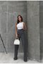 Women's Gray High Waist Velcro Detailed Flowy Palazzo Trousers - 5