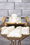 Butterfly Gold 6-Piece Maraş Work Glazed Embroidery Embroidered Gardenia Presentation Cocktail Coffee Presentation Napkin - 3