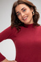 Kadın Bordo Kaşkorse Balıkçı Yaka Uzun Kollu Bodycon Mini Elbise - 4