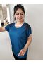 Women's Petrol Green Combed Cotton Sequin Embroidered Plus Size Blouse - 4