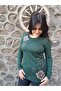 Women's Green Stone Embroidery Mercerized Sweater