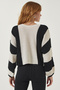 Women's Cream Black Striped Seasonal Knit Sweater MC00254 - 8