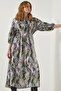 Women's Green Patterned Satin Surface Stylish Dress RG00002 - 3