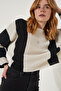 Women's Cream Black Striped Seasonal Knit Sweater MC00254 - 4