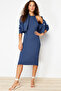 Indigo Düz Midi Triko Elbise TWOSS23EL00738 - 2