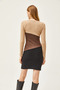 Women's Stone Brown Black Color Blocked Hooded Mini Dress ELB-19002040 - 6