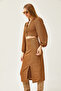 Women's Camel Slit Skirted Knitted Suit TKM-19000255 - 3