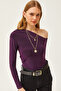 Women's Plum Asymmetric Collar Lycra Sandy Blouse BLZ-19002484
