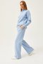 Women's Baby Blue Bottom Pocket Pants Top Stand Collar Blouse Raised Suit TKM-19000254