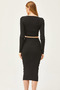 Women's Black Collar Detailed Blouse Skirt Knitwear Set TKM-19000256 - 6