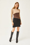 Women's Stone Brown Black Color Blocked Hooded Mini Dress ELB-19002040 - 2