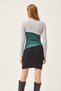 Women's Gray Green Black Color Blocked Hooded Mini Dress ELB-19002040 - 5