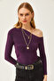 Women's Plum Asymmetric Collar Lycra Sandy Blouse BLZ-19002484 - 3