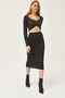 Women's Black Collar Detailed Blouse Skirt Knitwear Set TKM-19000256