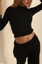 SHILSEE Black Corded Lycra Long Sleeve Blouse - 4