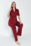 Pregnant and Maternity Pajamas Set with Front Tie Collar - 5