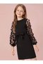 4-15 Years Old Waist Tied Sleeves Floral Tulle Detailed Evening Dress - Girl's Evening Dress