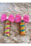 Pink Color Bow Figured Twisted Spring Pasta Buckle (2 Pieces)