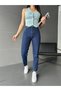 Boyfriend Dark Blue Mom Jean High Waist Stretchy Denim Jean