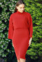 Half Sleeve Hair Braided Turtleneck Loose Cut Sweater U Thick Strap Ribbed Dress Double Knitwear Suit - 4