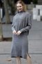 Long Sleeve Crew Neck Plain Midi Length Dress Fisherman Thessaloniki Knit Loose Cut Jumpers Two Pieces Knitwear Suit