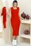 Half Sleeve Hair Braided Turtleneck Loose Cut Sweater U Thick Strap Ribbed Dress Double Knitwear Suit - 5