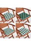 Set of 4 Dark Green Geometric Drawings Special Design Digital Printed Zippered Chair Cushions
