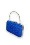 Cobalt Blue Pleated Satin Evening Dress Bag with Metal Handle Handles Wedding Engagement Henna Evening Bag Graduation - 2