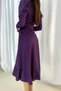 Women's Waist Belt Tied Long Sleeve Skirt Valon Puffy Shoulder Stylish and Cool Midi Length Dress - 2