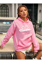 Women's Oversize Pink Hooded Sweatshirt I Need Wine Design Printed Sweatshirt Long Sleeve - 3