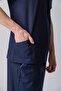 Bergama Men's Navy Blue Suit Lycra-Doctor Nurse Uniform-Scrubs-Surgical Clothing - 5