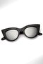UV400 Protected Black Frame Silver Mirrored Glass Cat Eyes Women's Snowboard/Ski Glasses