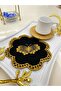 6 Pieces Cross Stitch Butterfly Embroidered Linen Presentation Napkin & Coaster