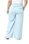 Plus Size Wide Leg Tie Detailed Gabardine Baby Blue Trousers - 3