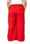Plus Size Wide Leg Gabardine Red Trousers with Tie Detail - 3