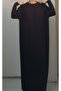 Black Bat Sleeve Loose-Fitting Combed Viscose Hijab Dress - 7