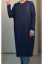 Navy blue bat sleeve salaş combed cotton viscose islamic tunic below the knee - 5